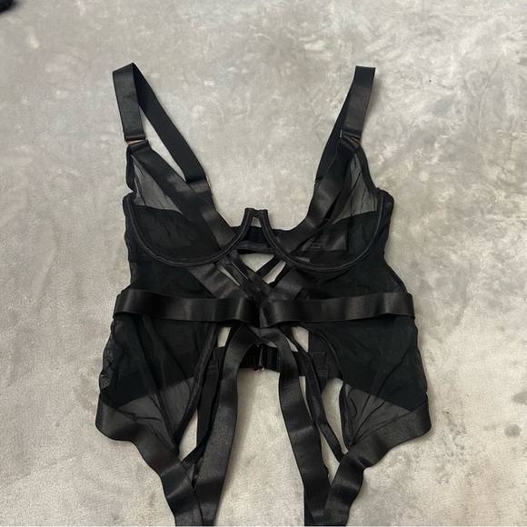 New! Bluebella Sawyer Strappy Basque Black Lingerie Garters 10866 - Picture 6 of 10